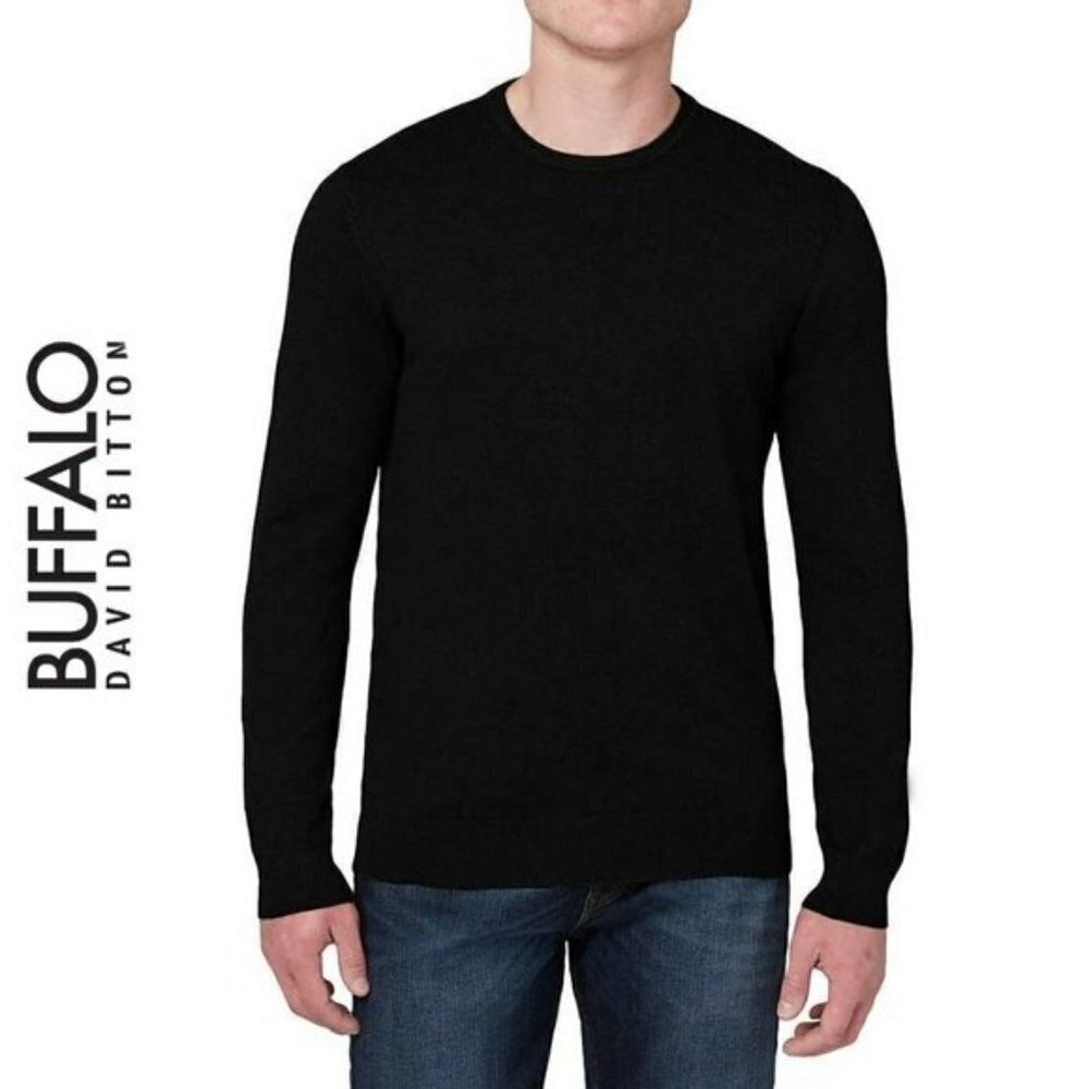 NWT Buffalo Men’s Crew Neck Soft Knit Mid-Weight Pullover Sweater Navy